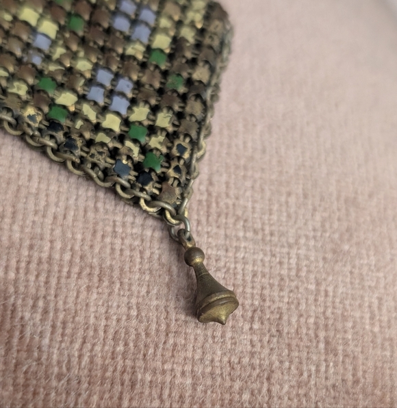 1920's Enamel Mini Metal Mesh Flapper Coin Purse - Picture 8 of 9